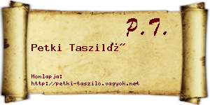Petki Tasziló névjegykártya